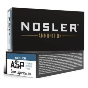 Nosler ASP Hollow Point 9mm Handgun Ammunition 50 Round Box