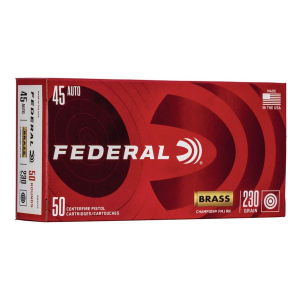 Federal Champion Brass FMJ 45 ACP Handgun Ammunition 50 Round Box
