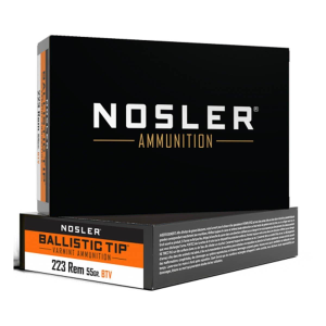 Nosler Ballistic Tip Varmint 223 Remington Rifle Ammunition 20 Round Box