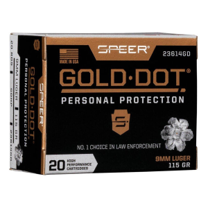 Speer Gold Dot Personal Protection 9mm Handgun Ammunition 20 Round Box