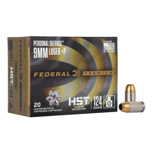 Federal Personal Defense HST JHP 9mm Luger +P Handgun Ammunition 20 Round Box