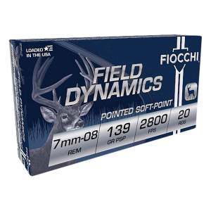Fiocchi Field Dynamics Pointed Soft-Point 7mm-08 Remington Rifle Ammunition 20 Round Box