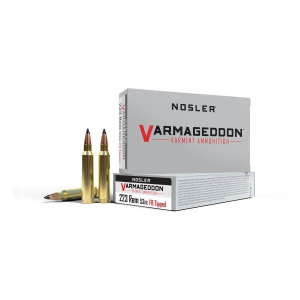 Nosler Varmageddon Flat Base Tipped 223 Remington Rifle Ammunition 20 Round Box