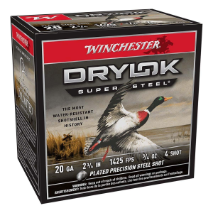 Winchester Drylok Super Steel HV Waterfowl Shotshells 20 Gauge Shotshells 25 Round Box