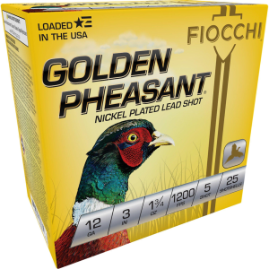 Fiocchi Golden Pheasant 12 Gauge Shotshells 25 Round Box