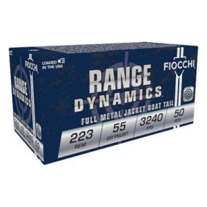Fiocchi Range Dynamics FMJBT 223 Remington Rifle Ammunition 50 Round Box