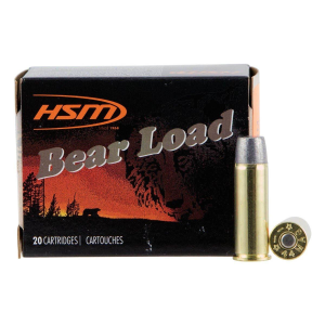 HSM Ammunition Bear Load Wide Flat Nose 44 Remington Magnum Handgun Ammunition 20 Round Box
