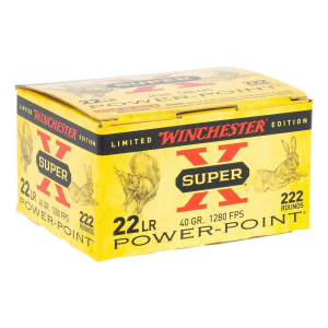 Winchester Super-X Power-Point 22 Long Rifle Rimfire Ammunition 222 Round Box