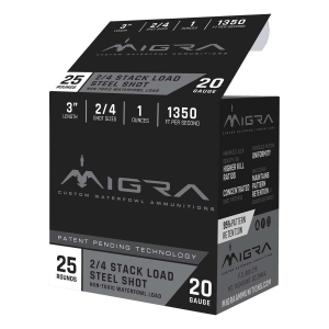 MIGRA Ammunition Steel Staxd Custom Waterfowl 20 Gauge Shotshells 25 Round Box