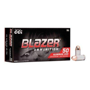 Blazer Ammunition Blazer FMJ Aluminum Case 45 ACP Handgun Ammunition 50 Round Box
