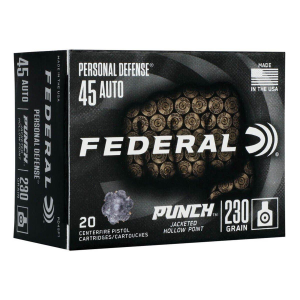 Federal Personal Defense Punch JHP 45 ACP Handgun Ammunition 20 Round Box