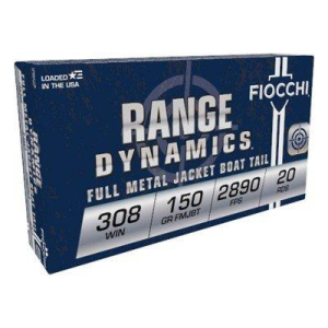 Fiocchi Range Dynamics FMJBT 308 Winchester Rifle Ammunition 20 Round Box