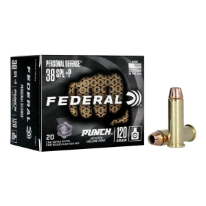 Federal Personal Defense Punch JHP 38 Special +P Handgun Ammunition 20 Round Box