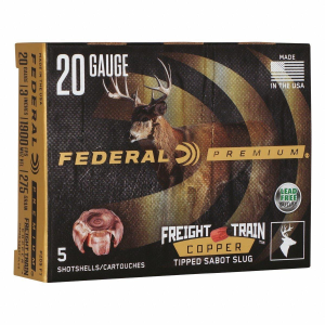 Federal Freight Train Copper Tipped Sabot Slug 20 Gauge Shotshells 5 Round Box