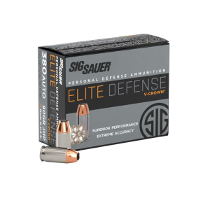 SIG SAUER Elite Performance V-Crown 380 ACP Handgun Ammunition 20 Round Box