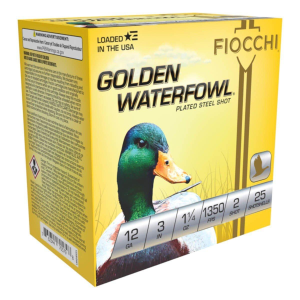 Fiocchi Golden Waterfowl 12 Gauge Shotshells 25 Round Box