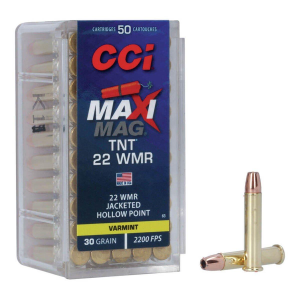 CCI Maxi-Mag TNT 22 Winchester Magnum Rimfire (WMR) Rimfire Ammunition 50 Round Box