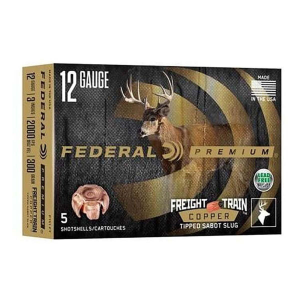 Federal Freight Train Copper Tipped Sabot Slug 12 Gauge Shotshells 5 Round Box