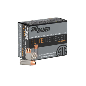 SIG SAUER Elite Performance V-Crown 9mm Handgun Ammunition 20 Round Box