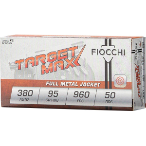 Fiocchi Target Max SCHEELS Exclusive FMJ 380 ACP Handgun Ammunition 50 Round Box