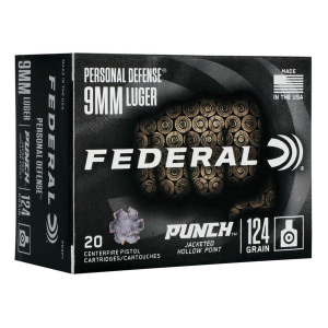 Federal Personal Defense Punch JHP 9mm Handgun Ammunition 20 Round Box
