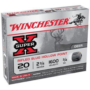 Winchester Super X Rifled Hollow Point Slug 20 Gauge Shotshells 15 Round Box