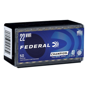 Federal Champion Training FMJ 22 Winchester Magnum Rimfire (WMR) Rimfire Ammunition 50 Round Box