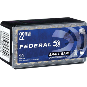 Federal Small Game JHP 22 Winchester Magnum Rimfire (WMR) Rimfire Ammunition 50 Round Box