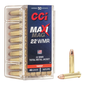 CCI Maxi-Mag TMJ Target 22 Winchester Magnum Rimfire (WMR) Rimfire Ammunition 50 Round Box