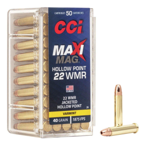 CCI Maxi-MAG JHP Varmint 22 Winchester Magnum Rimfire (WMR) Rimfire Ammunition 50 Round Box
