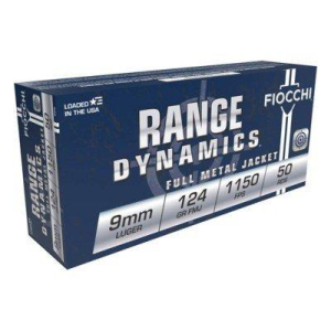 Fiocchi Dynamics FMJ 9mm Handgun Ammunition 50 Round Box