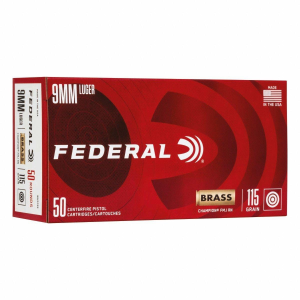Federal Champion Training FMJ 9mm Handgun Ammunition 50 Round Box