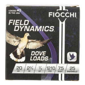 Fiocchi Field Dynamics Dove Load 20 Gauge Shotshells 25 Round Box