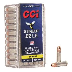 CCI Stinger HP Varmint 22 Long Rifle Rimfire Ammunition 50 Round Box