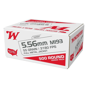 Winchester USA Target FMJ 5.56x45mm NATO Rifle Ammunition 500 Round Box