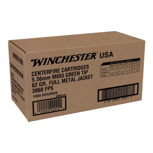 Winchester USA M855 Green Tip 5.56x45mm NATO Rifle Ammunition 1000 Round Box
