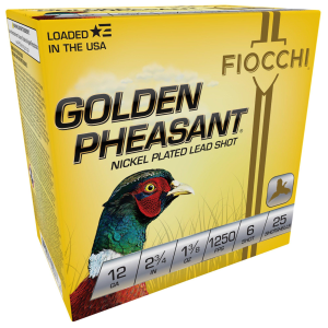 Fiocchi Golden Pheasant 12 Gauge Shotshells 25 Round Box