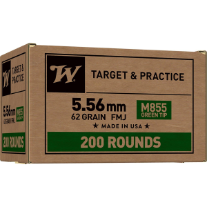 Winchester USA M855 Green Tip 5.56x45mm NATO Rifle Ammunition 200 Round Box