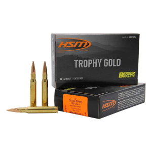 HSM Trophy Gold Extended Range Berger Hunting VLD Match 30-06 Springfield Rifle Ammunition 20 Round Box