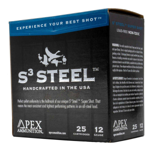 Apex Ammunition S3 Steel Shotshells 12 Gauge Shotshells 25 Round Box