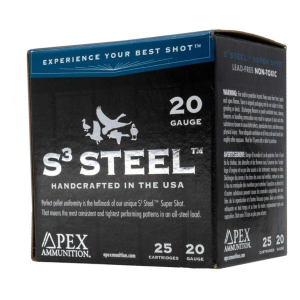 Apex Ammunition S3 Steel 20 Gauge Shotshells 25 Round Box