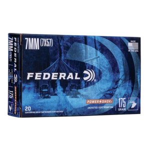 Federal Power Shok 7mm Mauser Rifle Ammunition 20 Round Box
