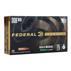 Federal Premium Gold Medal Sierra MatchKing 308 Winchester Rifle Ammunition 20 Round Box
