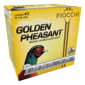 Fiocchi Golden Pheasant 20 Gauge Shotshells 25 Round Box