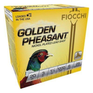 Fiocchi Golden Pheasant 20 Gauge Shotshells 25 Round Box