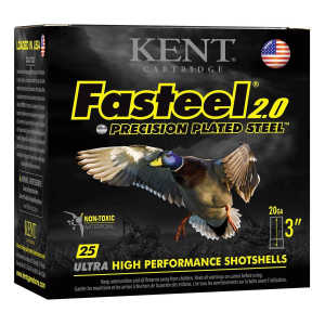 Kent Cartridge Fasteel 2.0 Waterfowl Non-Toxic 20 Gauge Shotshells 25 Round Box