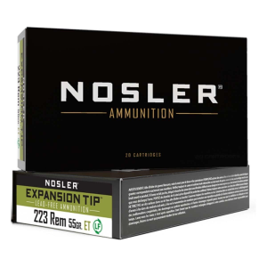 Nosler Expansion Tip 223 Remington Rifle Ammunition 20 Round Box