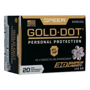 Speer Gold Dot Personal Protection 30 Super Carry Handgun Ammunition 20 Round Box