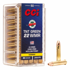 CCI TNT Green 22 Winchester Magnum Rimfire (WMR) Rimfire Ammunition 50 Round Box