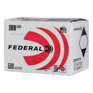 Federal Champion Training FMJ 9mm Handgun Ammunition 500 Round Box